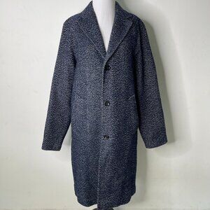 J. Crew Men's Blue Ludlow Wool Blend Herringbone Print Topcoat Size 36